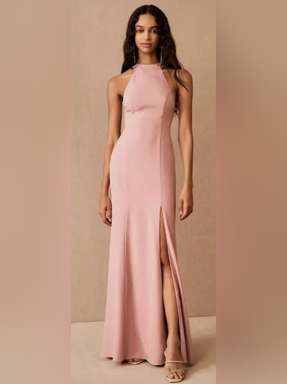 Anthropologie | BHLDN Seraphina Crepe Halter Gown in Dusty Blush ZB8